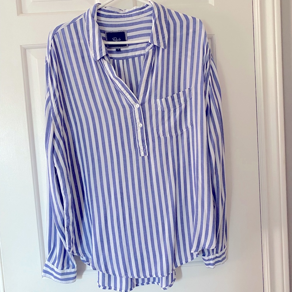 Rails blue & white striped shirt